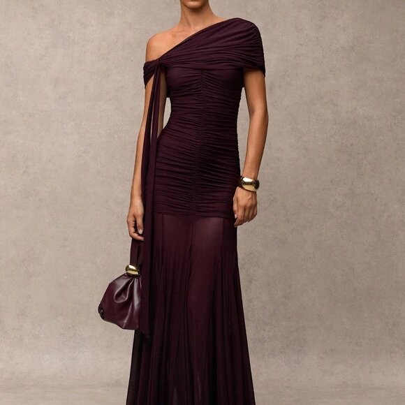 Red Violet Elegant Women's A-Line Flowing Dress - Picture 1 of 8
